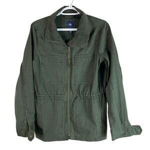 Gap Military Field Jacket Womens M Army Green Full‎ Zip Cotton Pockets